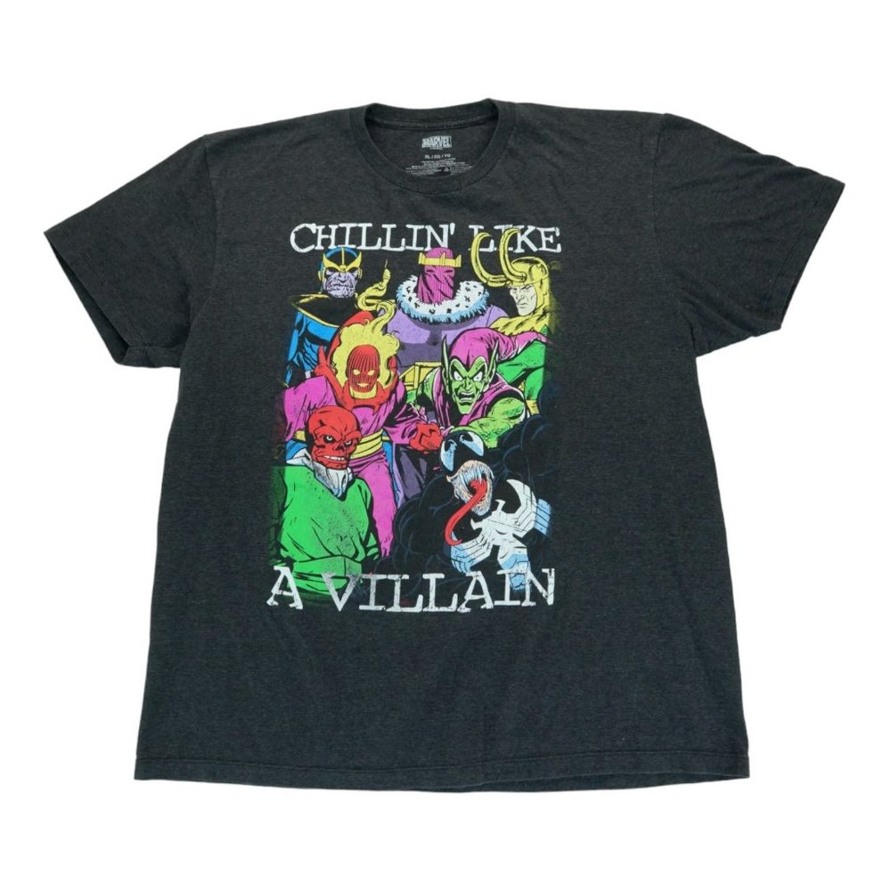 Marvel Black Chillin Like A Villain Graphic Short Sleeve T Shirt Size XL